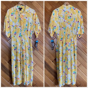 Vintage 70s/80s Deadstock Raoul Yellow Abstract Dress image 2
