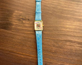 Reloj vintage Jack of Hearts de cuero verde azulado oscuro