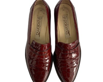 Vintage 80s Crocodile Embossed Penny Loafers