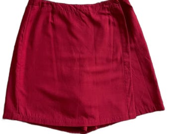 Vintage jaren 80/90 framboos/helder kastanjebruine skort