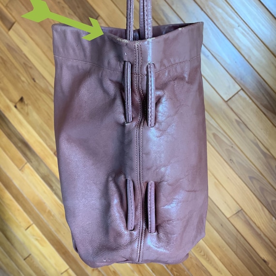 Vintage 80s Mauve Halston Bucket Bag - image 4