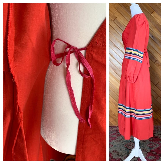 Vintage 70s Albert Nipon Cotton Wrap Dress with R… - image 2