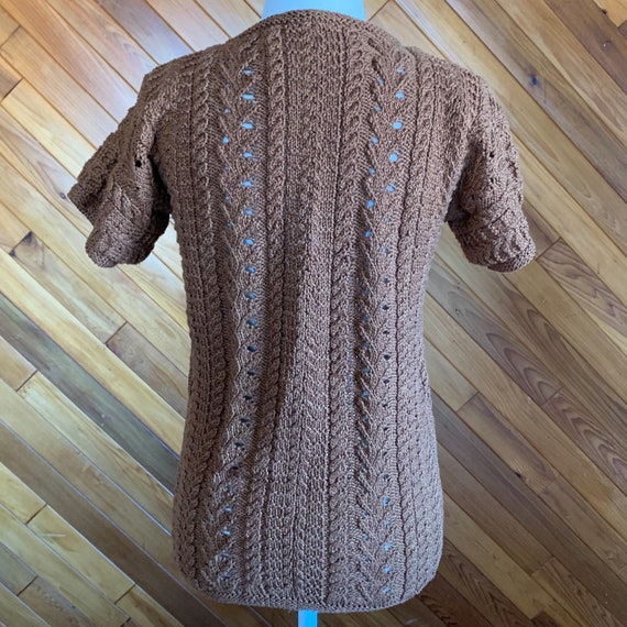 Vintage Knit Henley Short Sleeve Sweater T-Shirt - image 2