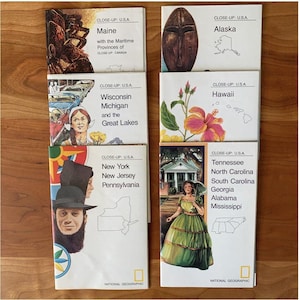 Lot de douze cartes National Geographic USA, gros plan, vintage des années 80