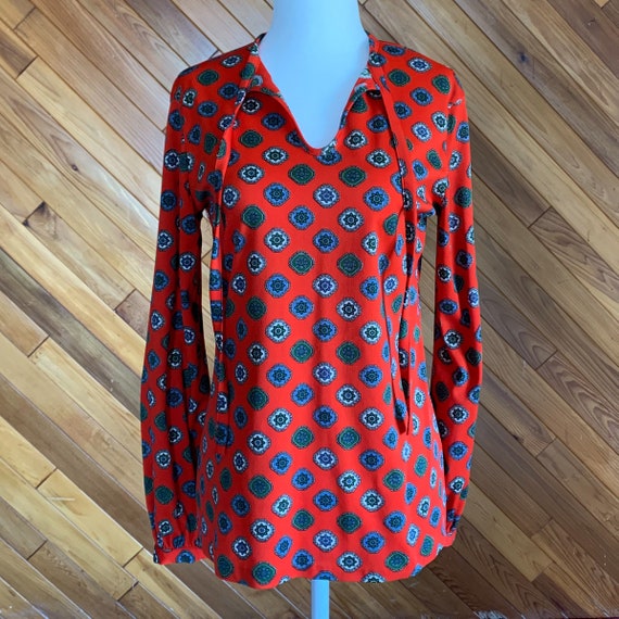 Vintage 70s Red Medallion Blouse - image 2