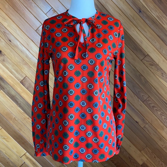 Vintage 70s Red Medallion Blouse - image 1