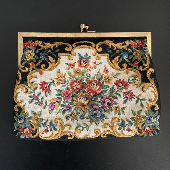 Vintage Floral Tapestry Clutch/Handbag - image 2