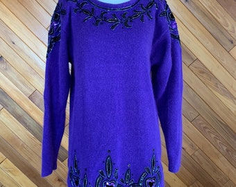 Vintage 90s Silk/Angora Blend Sequined Sweater