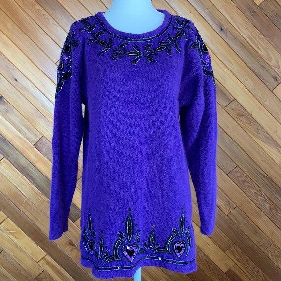 Vintage 90s Silk/Angora Blend Sequined Sweater - image 1