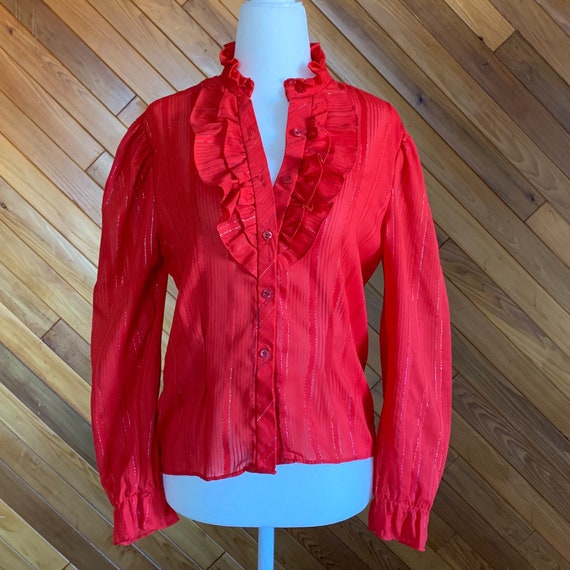 Vintage Ruffle Sheer Top-Bust 48