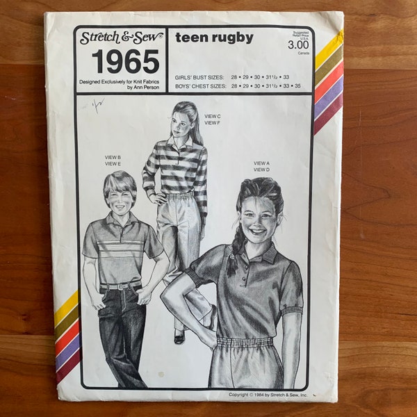 Vintage 80s Teen Rugby/Polo Sewing Pattern - Uncut