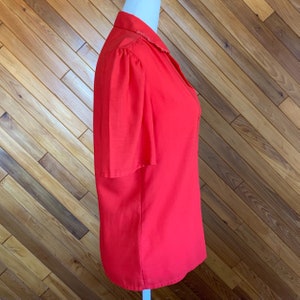 80s Sculptural Red Wool-Blend Blouse