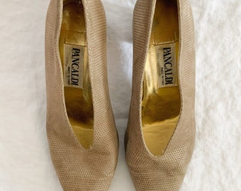 Tacones de bloque de ante vintage de los años 70 y 80