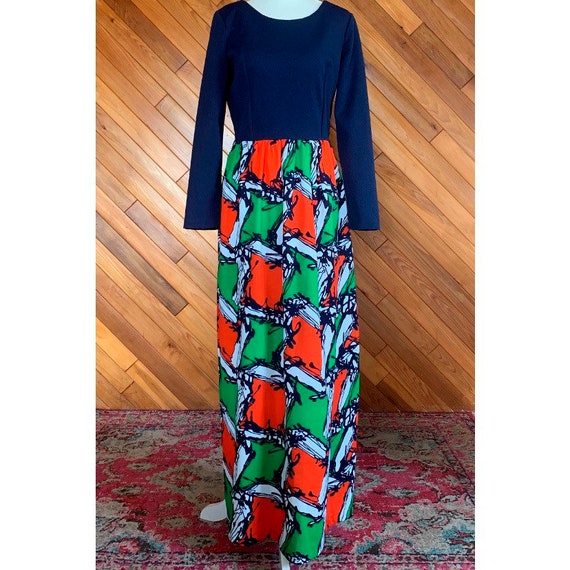 Vintage 70s Color Block and Abstract Maxi