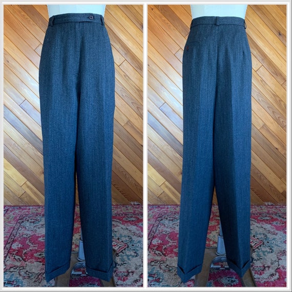 Vintage 80s/90s Charcoal Gray Cuffed Trousers