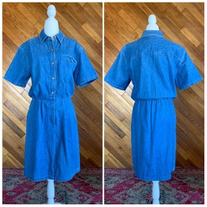 Vintage 80s/90s Lands End Denim Shirt Dress