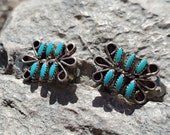 Zuni Needlepoint Turquoise Clip-On Earrings