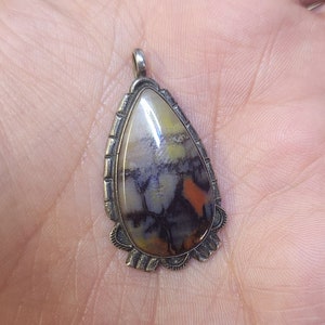Vintage Navajo Petrified Wood Pendant Sterling Silver