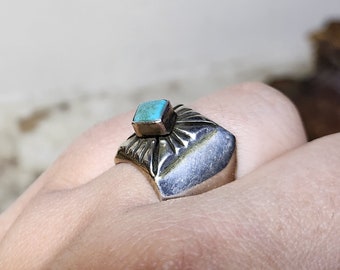 Vintage Navajo Turquoise Ring Size 10