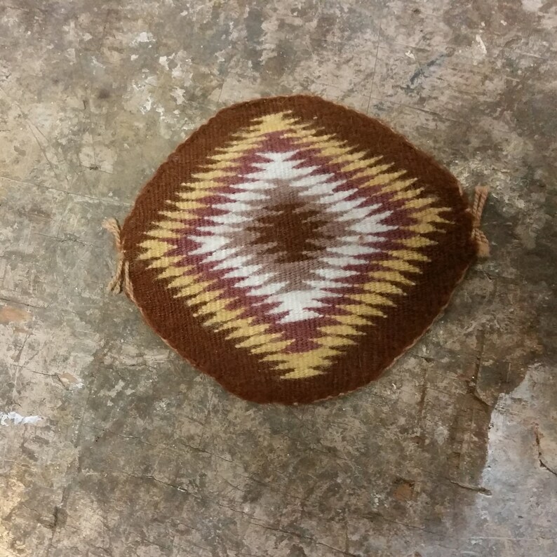 Round Navajo Rug Miniature 4 Inch Weaving Image 0