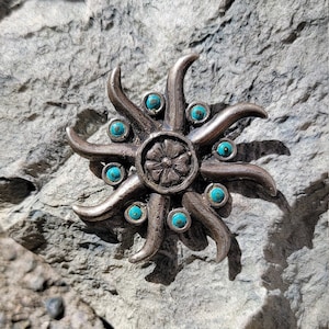 Magnificent Mexican Sun Flower Brooch and Pendant