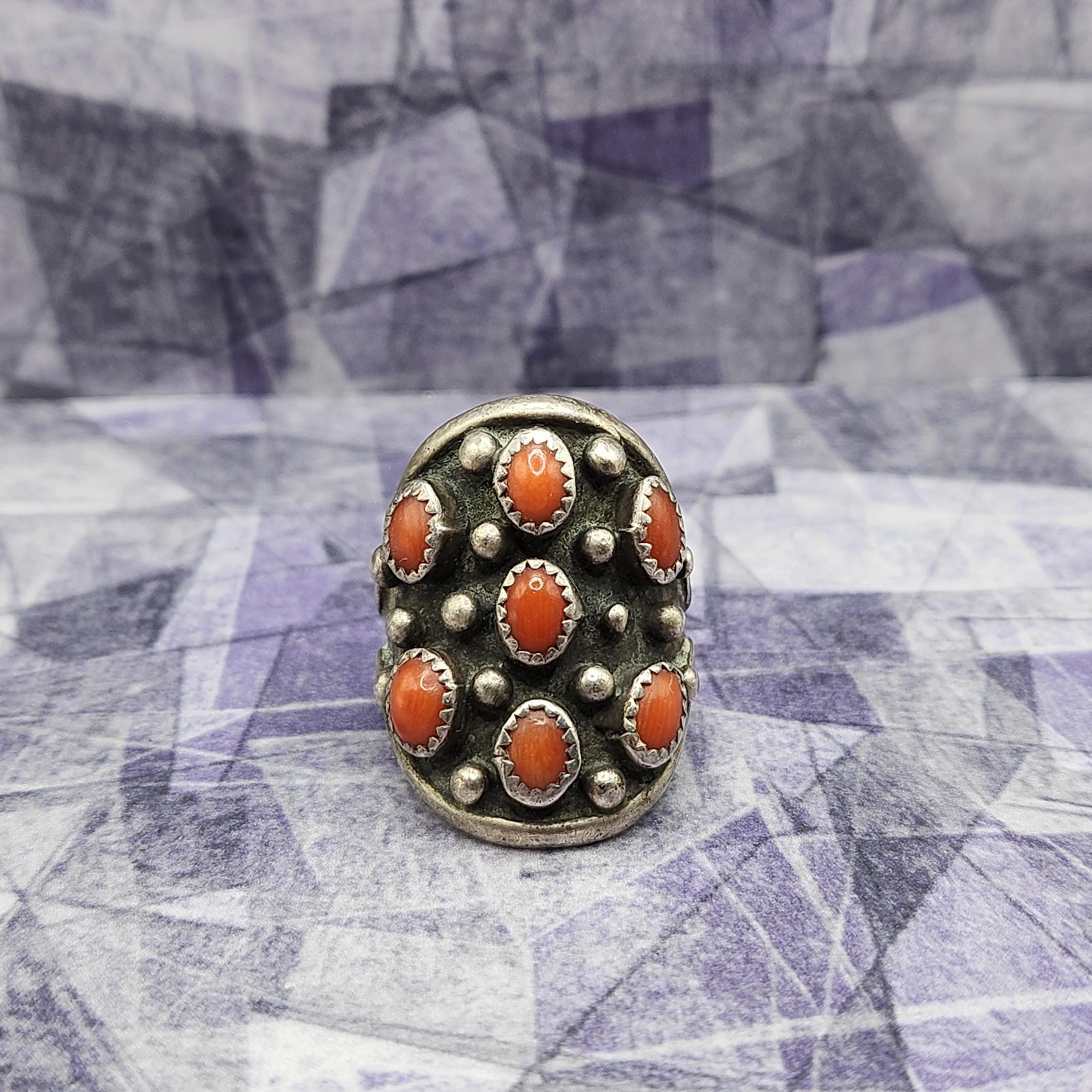 Navajo Coral Ring - Etsy