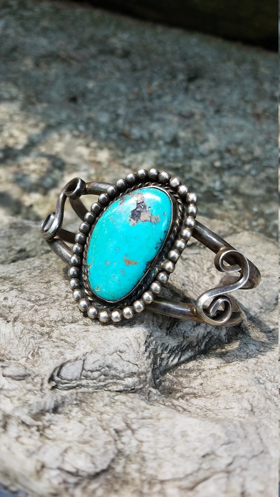 Vintage Navajo Cuff with Natural Turquoise Stone