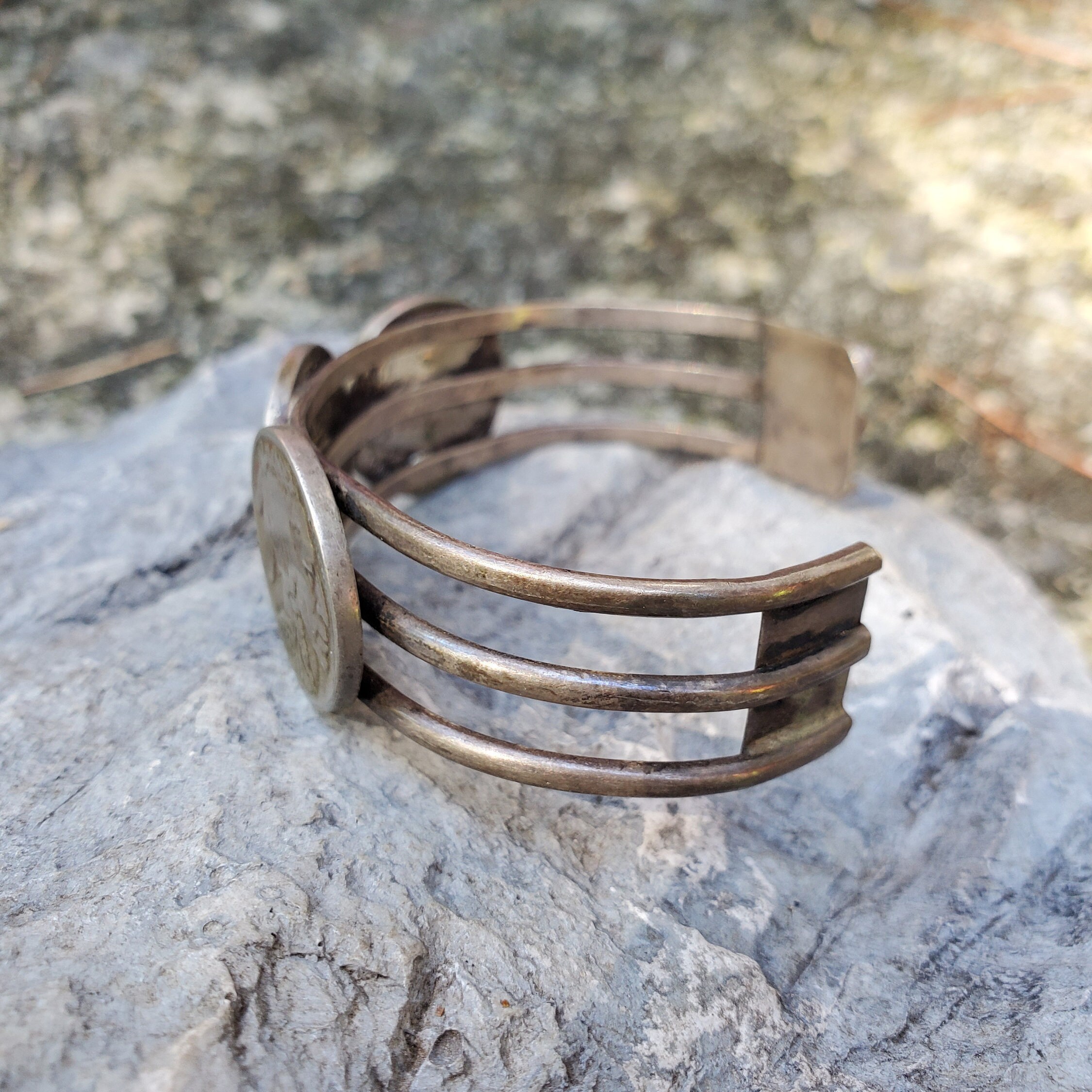 Triple Blade Wire Coin Edge Cuff バングル