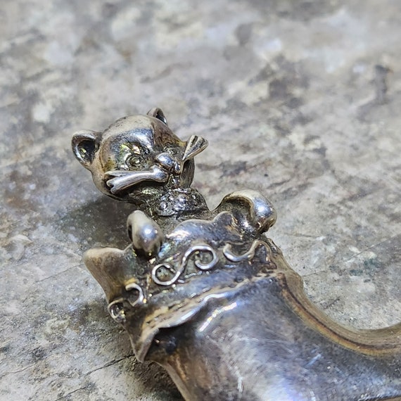 Vintage Sterling Silver Cat Pin - image 5