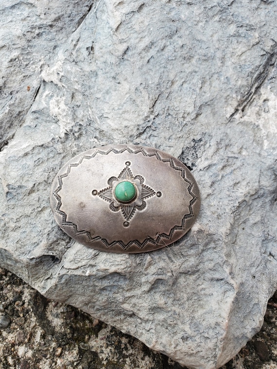 UITA 5 Navajo Turquoise Pin Vintage Sterling Silve