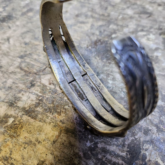 1940s Navajo Petrified Wood Cuff Bracelet Sterlin… - image 6
