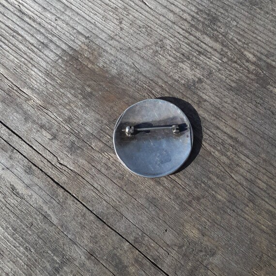 Zuni Inlay Pin Sunface Sterling Silver Vintage Tu… - image 4