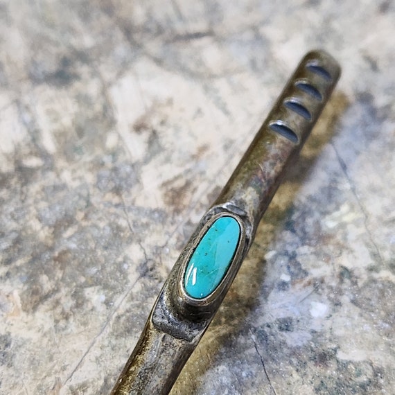 Unusual Navajo Golf Club Pin Vintage Turquoise & … - image 2