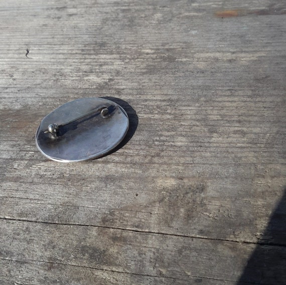 Zuni Inlay Pin Sunface Sterling Silver Vintage Tu… - image 5