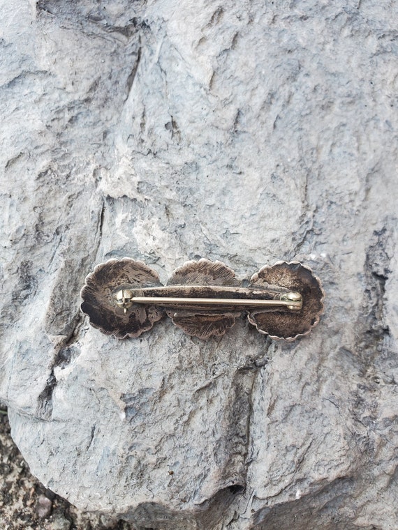 Early Navajo Coin Silver Turquoise Pin - image 3