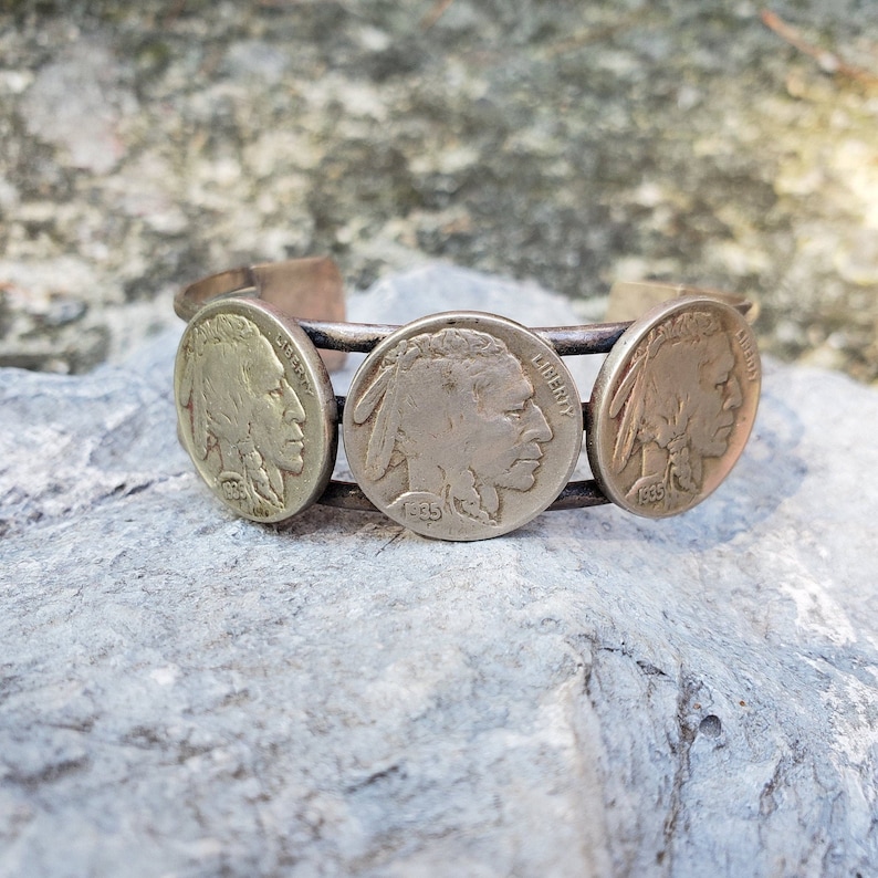 Buffalo Nickel Bracelet Native American Silver 3 Coin Unisex Etsy