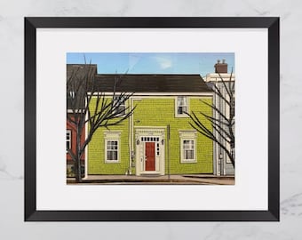 The Green House Print, Colourful houses Halifax, North End Halifax, Paper collage art, Nova Scotia  print, Halifax art print