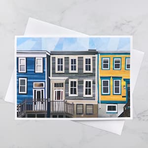 Carte de vœux de la rue Maynard 5x7, Halifax art, North End Halifax, Paper collage art, Nouvelle-Écosse, Art maritime, Andrea Crouse, Envoie gratuit