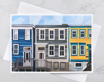 Maynard Street Greeting Card 5x7, Halifax art, North End Halifax, Paper collage art, Nova Scotia, Maritime art, Andrea Crouse, Free Shipping