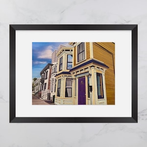 Brunswick Street Print, Maisons colorées Halifax, North End Halifax, Paper collage art, Nova Scotia print, Maritime art, Home Decor