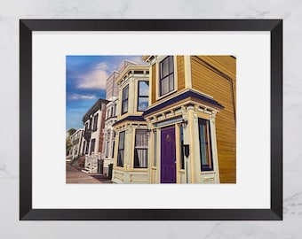Brunswick Street Print, Colourful houses Halifax, North End Halifax, Paper collage art, Nova Scotia  print, Maritime art, Home Decor