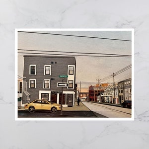 Carte postale The Tare Shop, 4,25 x 5,5, Halifax art, Art collage papier, Nouvelle-Écosse, Art maritime, Andrea Crouse