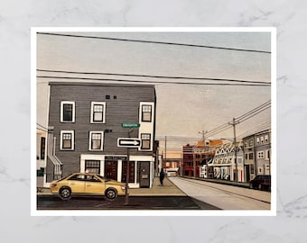 The Tare Shop Postcard, 4.25x5.5, Halifax art, Paper collage art, Nova Scotia, Maritime art, Andrea Crouse