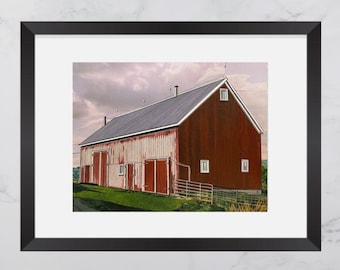 West Northfield Barn Print, Old Barn Art, South Shore Nova Scotia, Paper collage art, Nova Scotia print, Maritime art, Home Decor