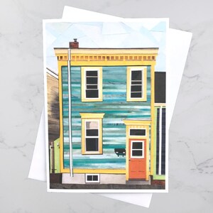 Bloomfield Street Greeting Card 5x7, Halifax art, North End, Paper collage art, Nouvelle-Écosse, Art maritime, Andrea Crouse, Envoie gratuit