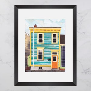 Bloomfield Street, Maisons colorées Halifax, North End Halifax, Art du collage de papier, Impression de la Nouvelle-Écosse, Impression d'art Halifax, Andrea Crouse