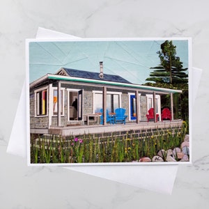 Hatchlings Hope Greeting Card 4.25x5.5, Colorful houses Halifax, Paper collage art, Nova Scotia, Maritime art, Andrea Crouse, Free Shipping