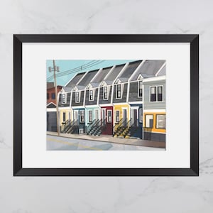 Impression Nora Bernard Street, maisons colorées Halifax, North End Halifax, collage de papier, impression de la Nouvelle-Écosse, impression d'art d'Halifax, décoration d'intérieur