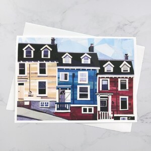 Carte de vœux des maisons maritimes 5x7, Halifax art, North End, Paper collage art, Nouvelle-Écosse, Art maritime, Andrea Crouse, Envoie gratuit
