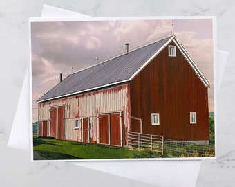 West Northfield Barn Greeting Card 5x7, Nova Scotia barns, Paper collage art, Nova Scotia, Maritime art, Andrea Crouse, Free Shipping